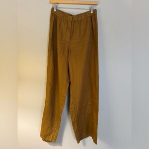NWT - Organic Linen Eileen Fisher Wide Ankle Pants - Bronze - XS